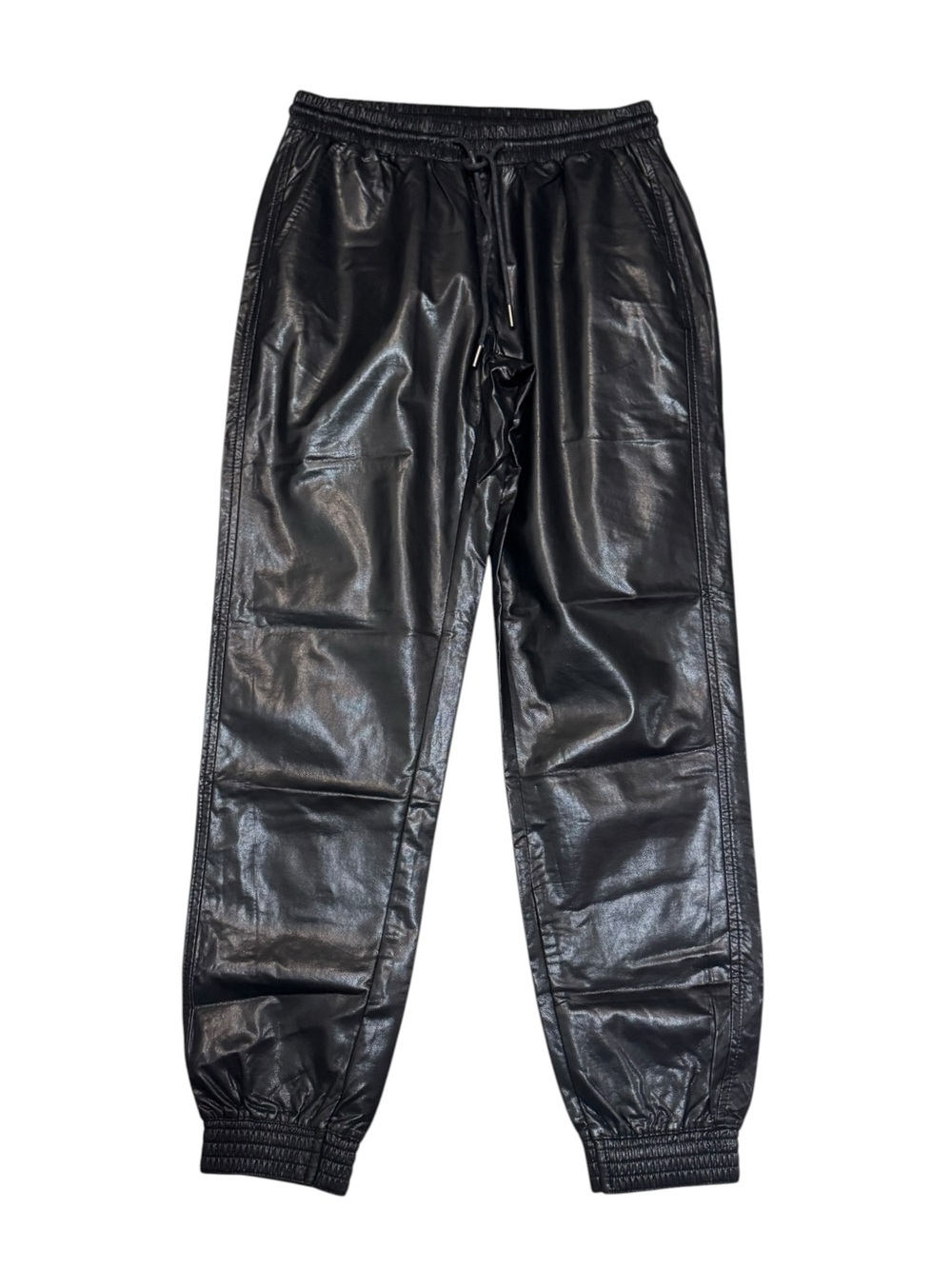 Zara Black Faux Leather Jogger Pants